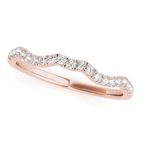 Rose gold Round Diamond Pavé Curved Wedding Band