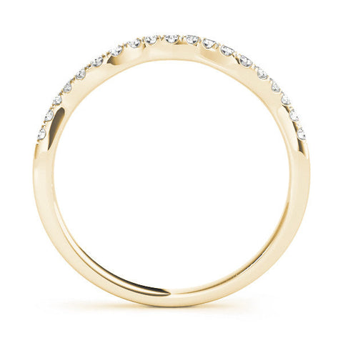 Yellow gold Round Diamond Pavé Curved Wedding Band