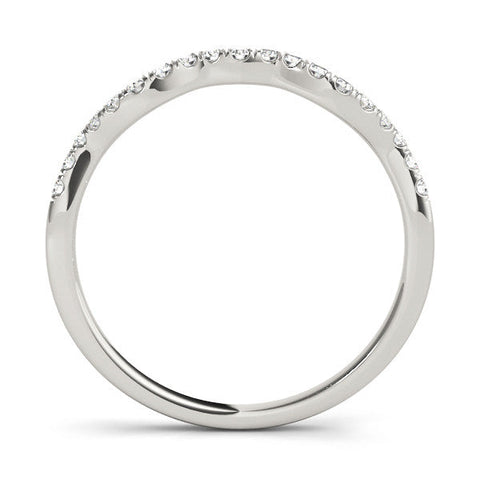 White gold Round Diamond Pavé Curved Wedding Band