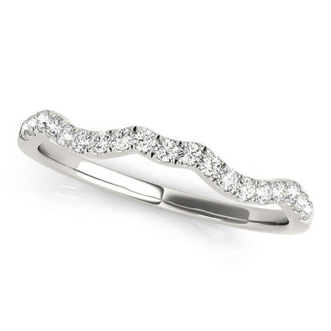 White gold Round Diamond Pavé Curved Wedding Band