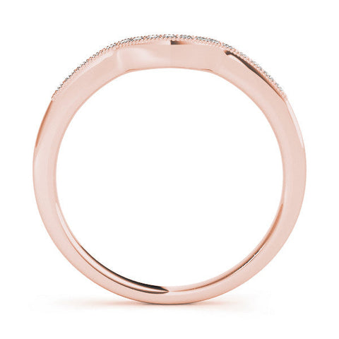 Rose gold Milgrain Pave Round Diamond Curved Band