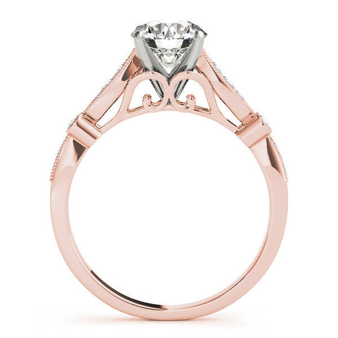 Rose gold Heart Cut Diamond with Milgrain Marquise and Bezel Accents on a Solitaire Band with Prong Setting