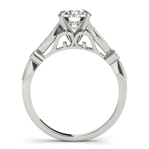 Silver Heart Cut Diamond with Milgrain Marquise and Bezel Accents on a Solitaire Band with Prong Setting