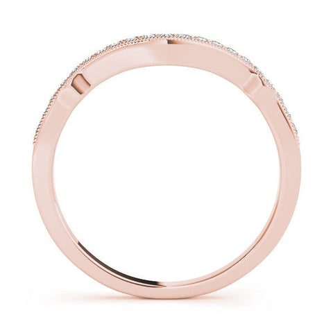 Rose gold Pavé Round Diamond Curved Milgrain Band