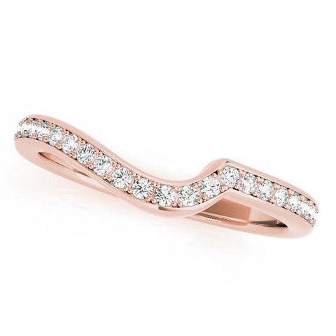 Rose gold Pavé Round Diamond Curved Wedding Band with Channel Setting