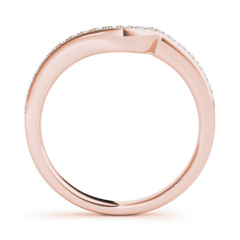 Rose gold Pavé Round Diamond Curved Wedding Band with Channel Setting