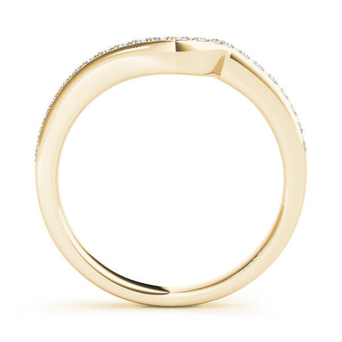 Yellow gold Pavé Round Diamond Curved Wedding Band with Channel Setting