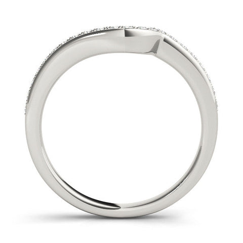 White gold Pavé Round Diamond Curved Wedding Band with Channel Setting