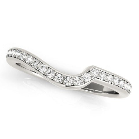 White gold Pavé Round Diamond Curved Wedding Band with Channel Setting