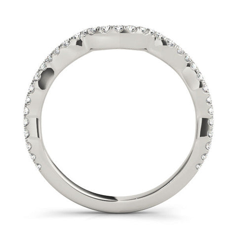 Silver Pavé Round Diamond Curved Eternity Band