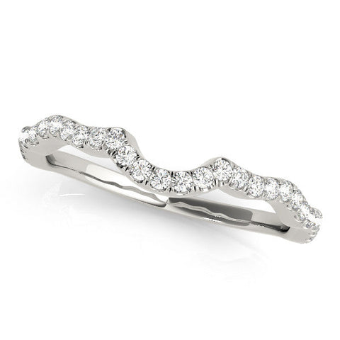 White gold Pavé Round Diamond Curved Eternity Band