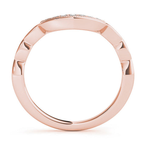 Rose gold Milgrain Curved Diamond Pavé Band with Round Stones