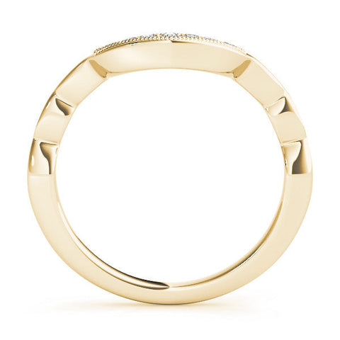 Yellow gold Milgrain Curved Diamond Pavé Band with Round Stones