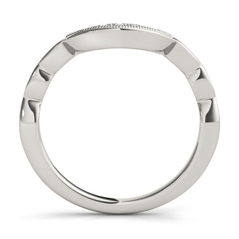 White gold Milgrain Curved Diamond Pavé Band with Round Stones