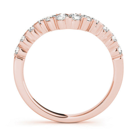 Rose gold V-Shaped Diamond Round Cut Pavé Band with Prong Setting