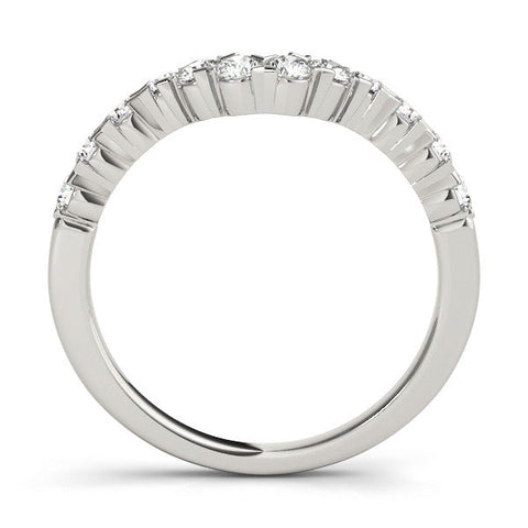 Silver Round Diamond V-Shaped Prong Set Eternity Band