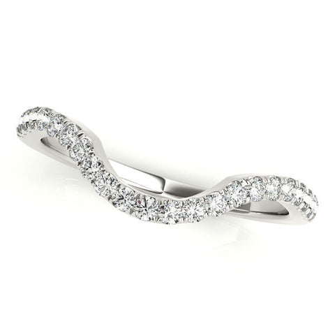 Yellow gold Curved Pavé Round Diamond Eternity Band with Shared Prong Setting