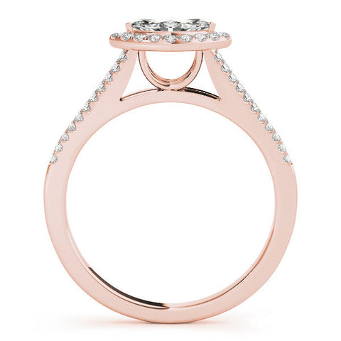Rose gold Pave Split Shank Halo Pear Cut Prong Set Ring