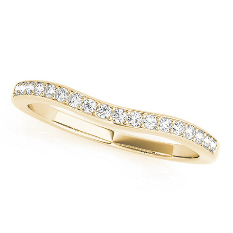 Yellow gold Pave Round Diamond Curved Band