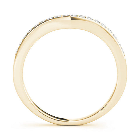 Yellow gold Pave Round Diamond Curved Band