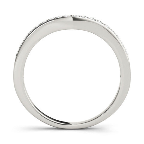 White gold Pave Round Diamond Curved Band