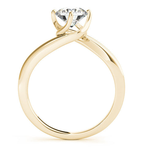 Yellow gold Round Solitaire Twist Band Engagement Ring with Four-Prong Setting