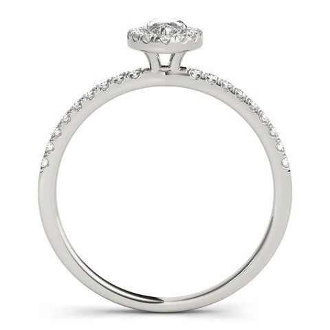 Platinum Marquise Halo Diamond Pave Band with Prong Setting