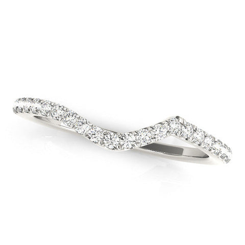 White gold Round Diamond Pavé Wave Band with Shared Prong Setting