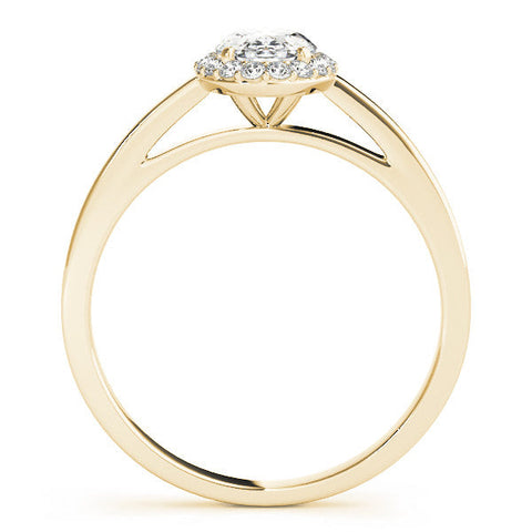 Yellow gold Oval Halo Diamond Ring with Solitaire Band and Prong Setting