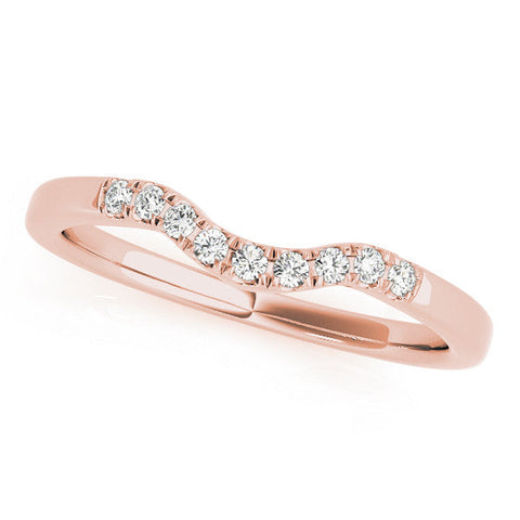 Rose gold Round Diamond Curved Pavé Wedding Band