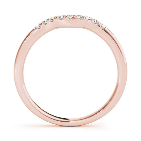 Rose gold Round Diamond Curved Pavé Wedding Band
