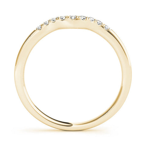 Yellow gold Round Diamond Curved Pavé Wedding Band