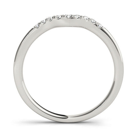White gold Round Diamond Curved Pavé Wedding Band