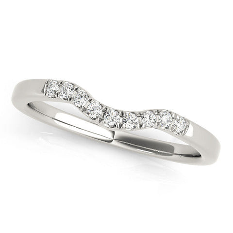 White gold Round Diamond Curved Pavé Wedding Band
