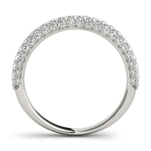 White gold Round Diamond Pave Eternity Band with Shared Prong Setting