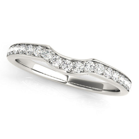 White gold Curved Pavé Round Diamond Contour Band