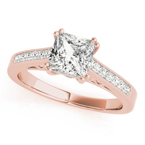 Rose gold Cushion Cut Channel Set Solitaire Engagement Ring with Prong Setting