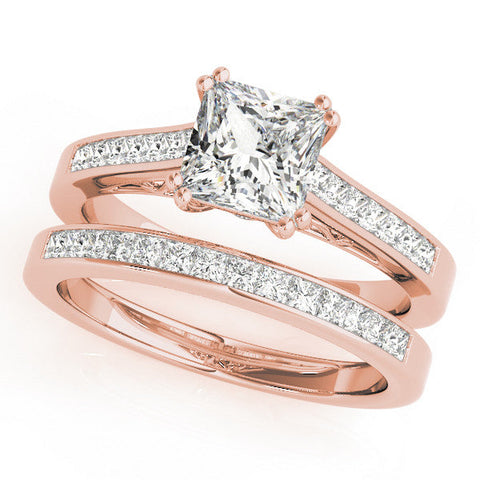 Rose gold Oval Cut Channel Set Solitaire Engagement Ring with Prong Setting