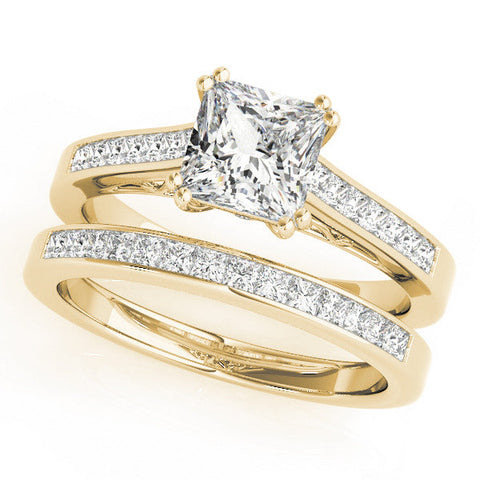 Yellow gold Oval Cut Channel Set Solitaire Engagement Ring with Prong Setting