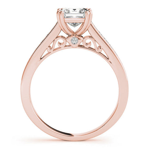Rose gold Heart Cut Channel Set Solitaire Engagement Ring with Prong Setting