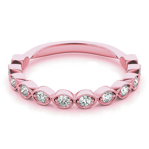 Rose gold Milgrain Marquise Diamond Eternity Band with Bezel Setting