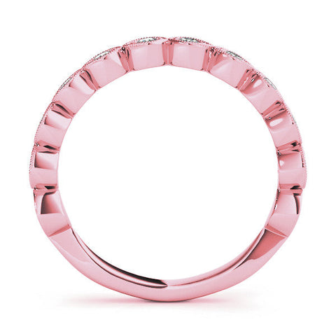 Rose gold Milgrain Marquise Diamond Eternity Band with Bezel Setting