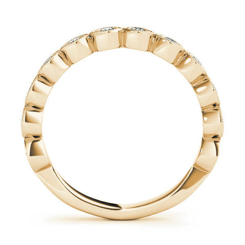 Yellow gold Milgrain Marquise Diamond Eternity Band with Bezel Setting