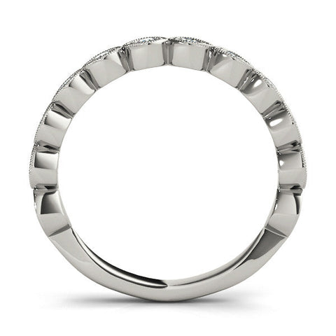 White gold Milgrain Marquise Diamond Eternity Band with Bezel Setting