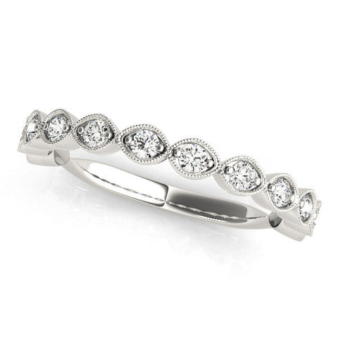 White gold Milgrain Marquise Diamond Eternity Band with Bezel Setting