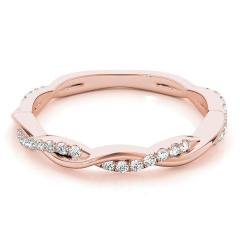 Rose gold Pavé Round Diamond Twist Eternity Band with Shared Prong Setting