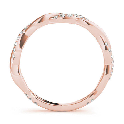 Rose gold Pavé Round Diamond Twist Eternity Band with Shared Prong Setting