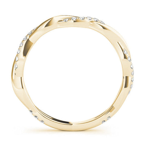 Yellow gold Pavé Round Diamond Twist Eternity Band with Shared Prong Setting