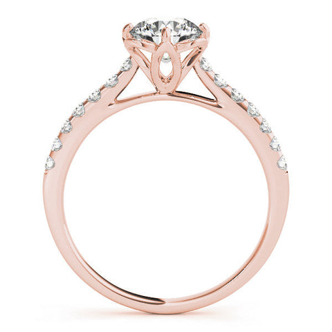 Rose gold Round Diamond Pave Band with Floral Prong Setting