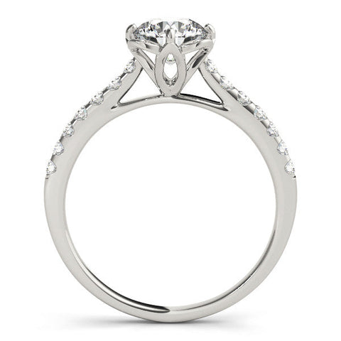 White gold Round Diamond Pave Band with Floral Prong Setting
